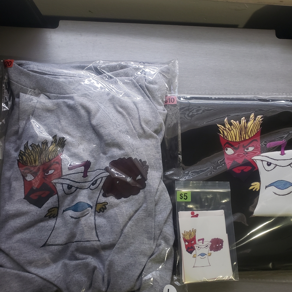 Aqua Teen Hunger Force Graphic Design T Shirt, Bookbag and Stickers